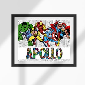Superhero Name Art, Retro Wall art, Retro comics, Custom Name Art, superhero bedroom wall art - Print at home - DIGITAL DOWNLOAD
