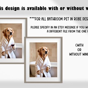 Golden retrieverkunst, hondenmuurdecoratie voor kinderbadkamer | Golden retrieverhond op toilet en in badkuipkunst | Badkamerbord: DIGITALE DOWNLOAD afbeelding 2