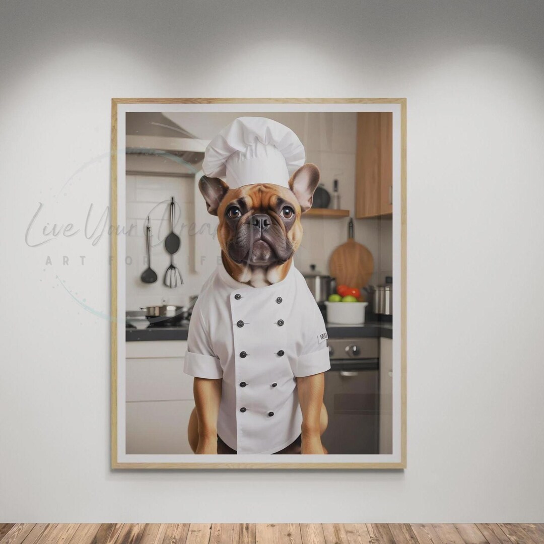 French Bulldog Chef Print: Funny Kitchen Dog Art (digital, Print or ...