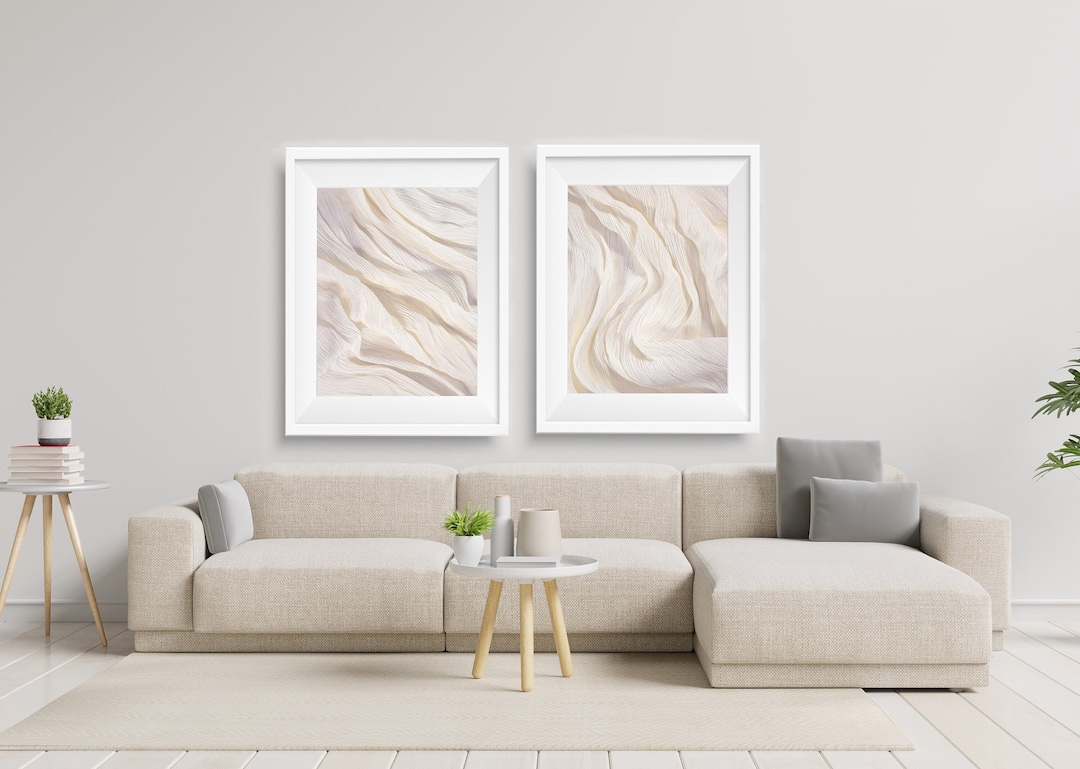 Abstract Neutral Wall Art, Simple Neutral Wall Decor Set of 2, Beige ...