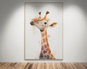Impression girafe, art mural aquarelle girafe, impression affiche girafe, art girafe pour chambre d'enfant, décoration murale animal Safari - TÉLÉCHARGEMENT NUMÉRIQUE