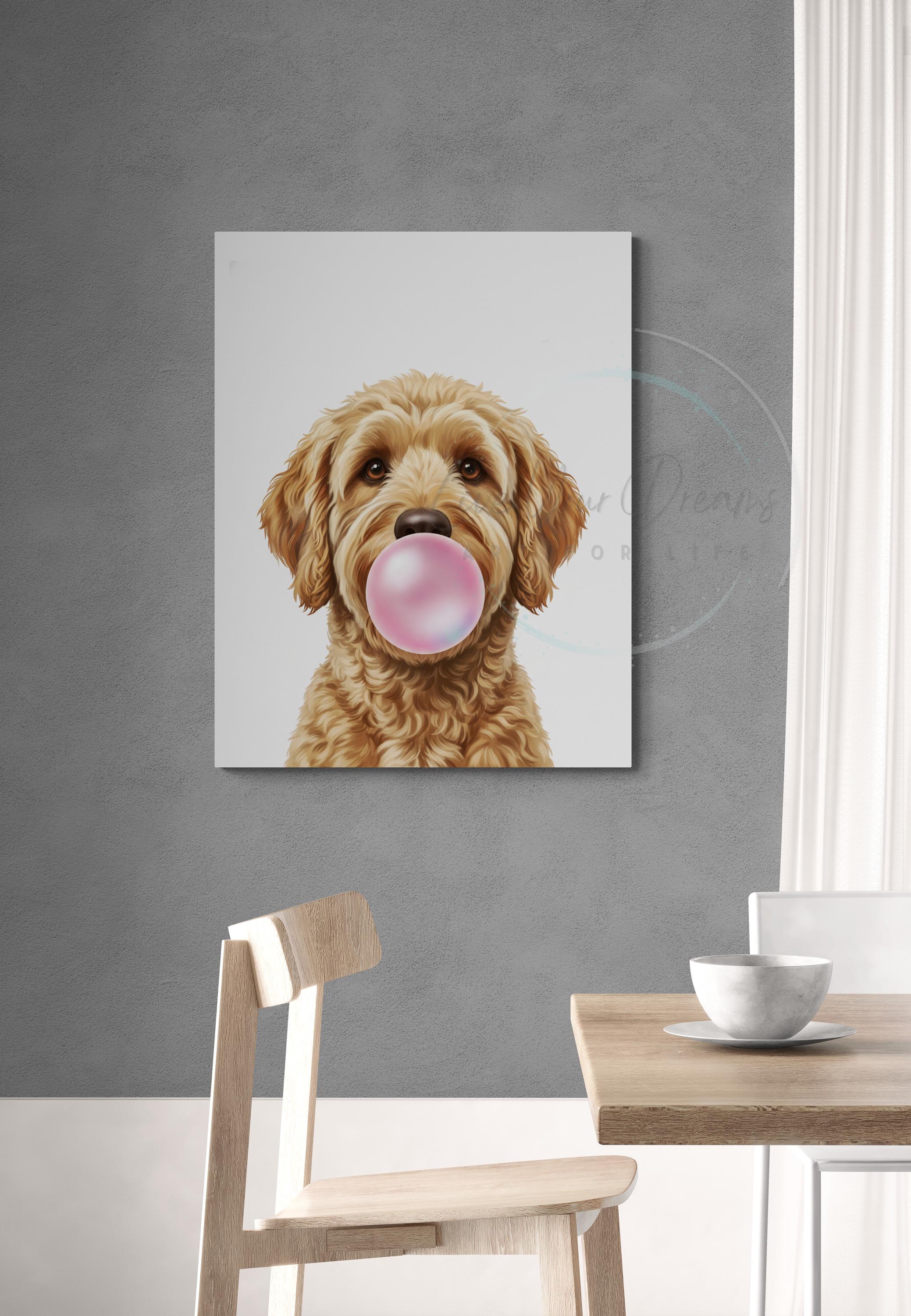 Labradoodle Portrait in Bubble Gum Pop Art Style — a Unique Custom Dog ...