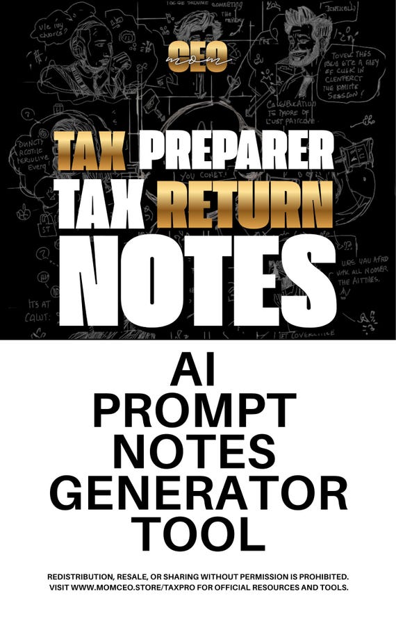 AI Tax Prompt Tax Preparer Notes Generator Tool, IRS Audit Ready, Virtual Tax Office AI Prompt Google Form Tool