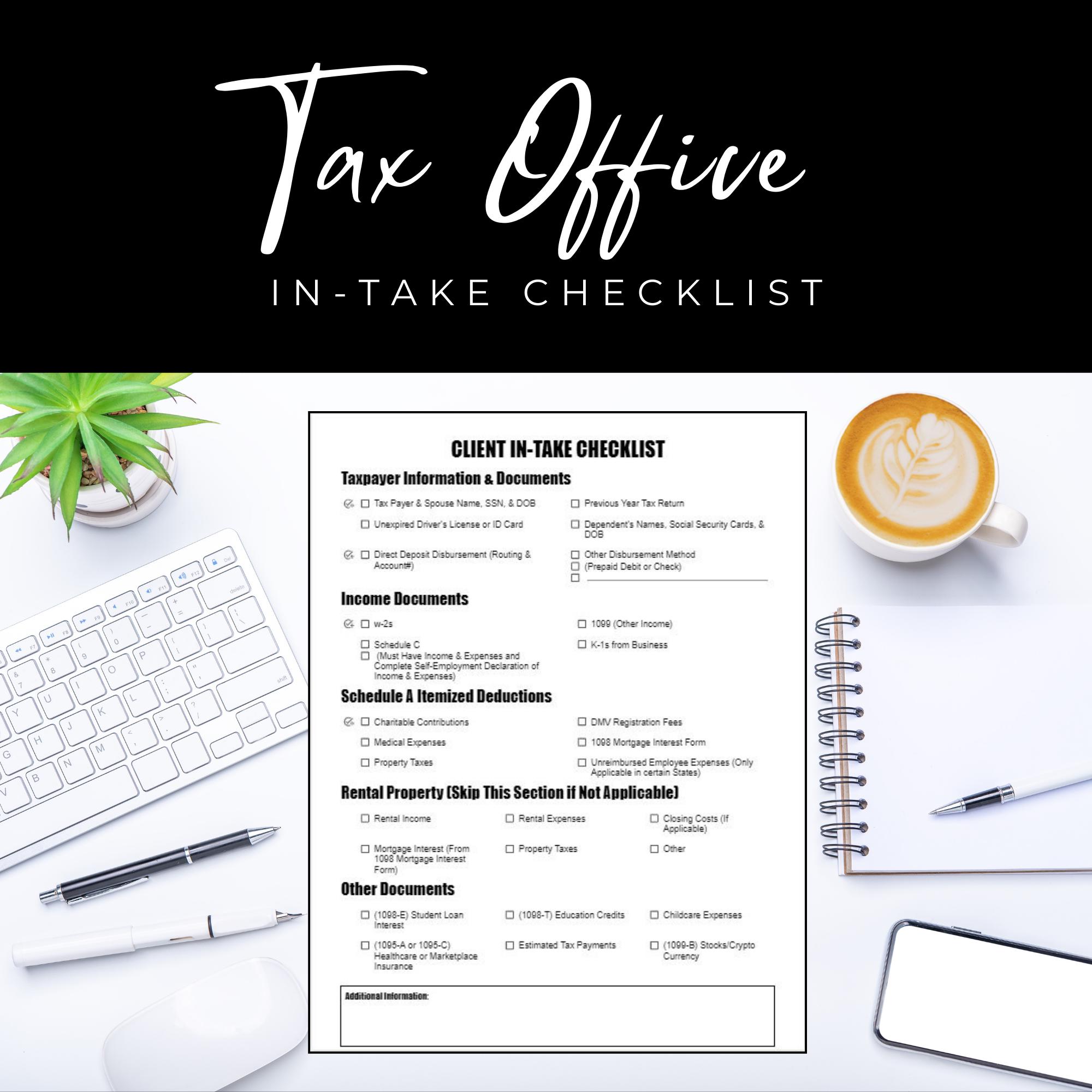 Take2 Checklist.pdf Tax Preparer Client In-take Checklist: Tax Firm Forms (digital Download ...