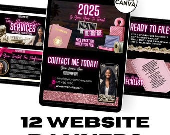 Website Template für Steuern: DIY Banner für die Steuer-Planung (Canva Editierbar)