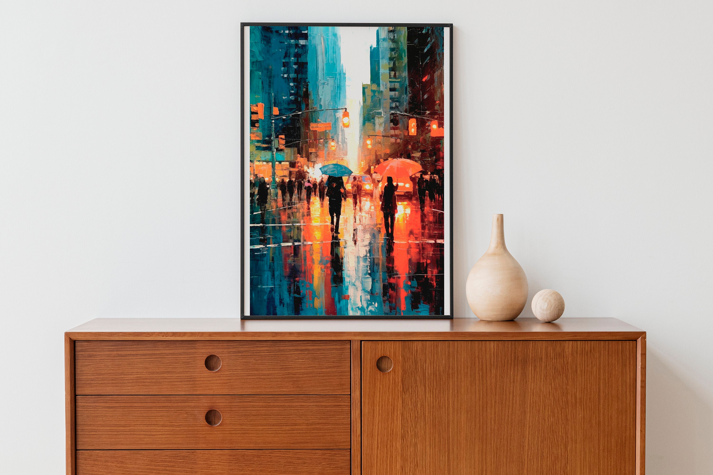 City Street Painting Art Print Painting of City Street at Etsy