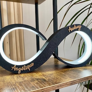 Letreiro luminoso personalizado com o símbolo do infinito | Presente para casais | Luminária LED personalizada | Presente de Dia dos Namorados | Presente de casamento