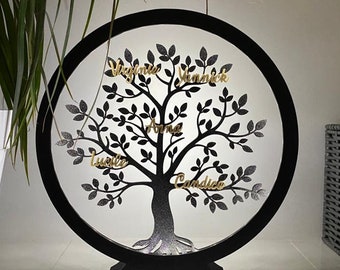 Arbre de vie personnalisé | Cadeau Famille Original | Décoration Murale ou à Poser | LED en option | Fabriqué en France