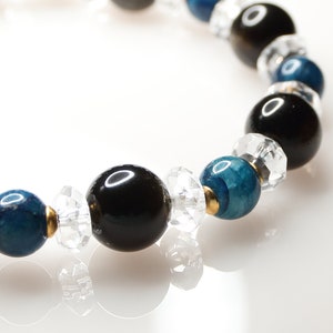 Gold Obsidian Apatite Crystal Bracelet - Third Eye Solar Plexus Chakra - Release Negative Energy, Creativity, Spiritual Growth, Protection