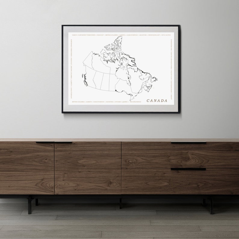 Geographically Neutral Minimalist Canada Map, Brown Neutral Map, Decorating New Home, Design ...
