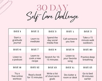 30 Day Self Care Challenge 2 Worksheets - Etsy