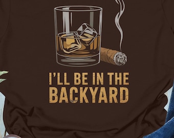 T-shirt cigare bourbon, t-shirt amateur de whisky amusant, barbecue dans le jardin