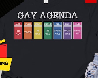 Funny LGBTQ Graphic Tee: Gay Agenda Pride Month Shirt