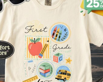 Chemise d'enseignant de première année, rentrée des classes, t-shirt pour le primaire aux couleurs confortables
