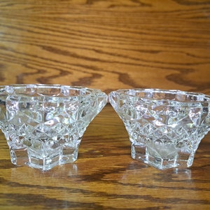 Vintage prism design crystal candle stick holders