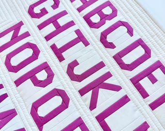 Modello per quilt con alfabeto da 7,6 cm (3 pollici) - Lettere maiuscole e simboli moderni - Download PDF immediato