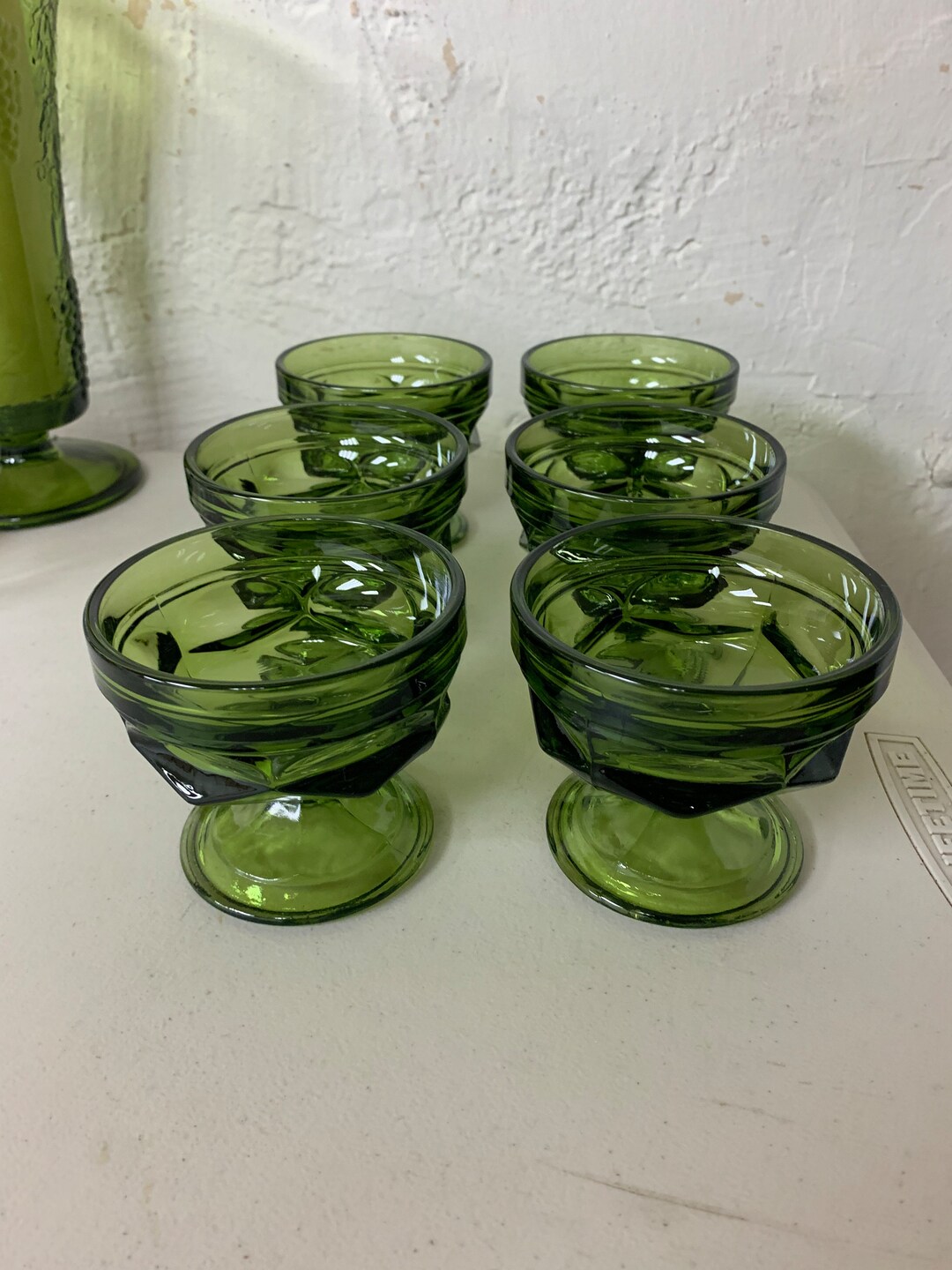 Vintage Fostoria Argus Green Sherbert Glasses Etsy
