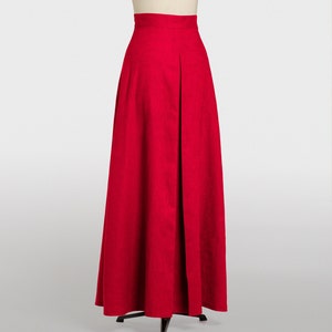 Long linen skirt, special occasion red skirt, women formal maxi skirts, High Waisted elegant skirt, skirt for christmas.