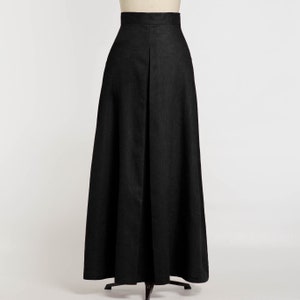 Robe jupe longue trompette, jupe longue cerise pour femme, jupe taille haute ajustée en lin, jupe plissée évasée avec poches. image 6