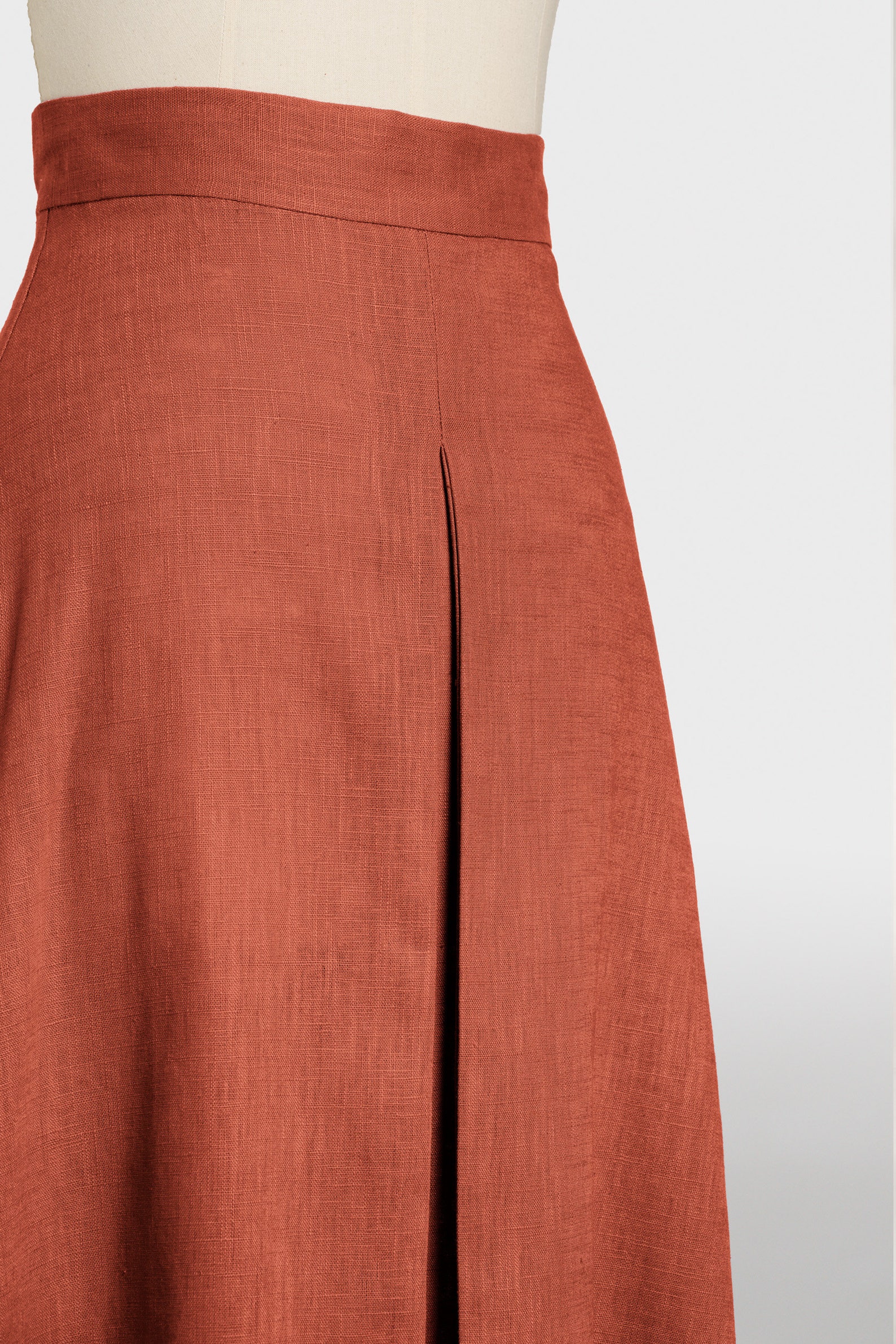 Linen Maxi Skirt - Brown