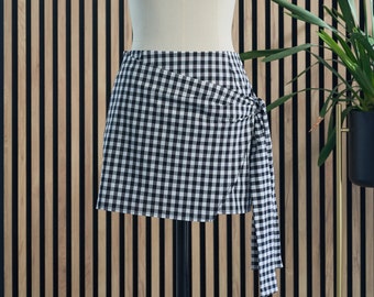 Cotton Wrap Skirt for Women, Women's checkered skirt, Cool skirt, Adjustable skirt | Summer skirt | Plaid skirts | Street clothes