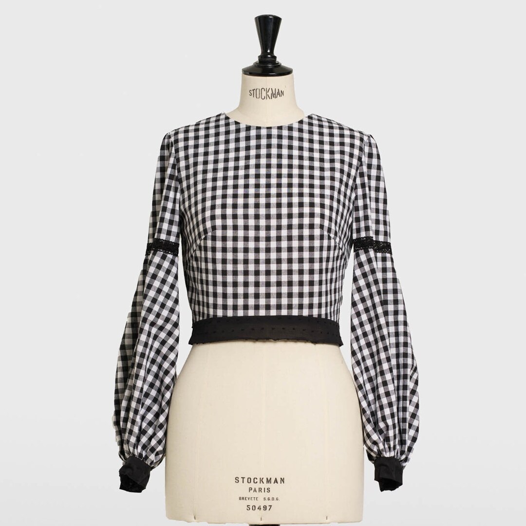 Blouse with sleeve (Check) main image 1
