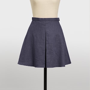 Anthracite grey skirt, dark grey short skirt, fitted waist A-line linen skirt, cocktail mini skirts for women, High Waist Solid Mini Skirt.