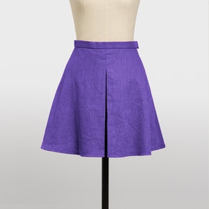 Women&#39;s Casual Flared skirt, solid purple linen skirt, high waisted skirt for women, premium linen clothing, Handmade Minimalist Skirt.