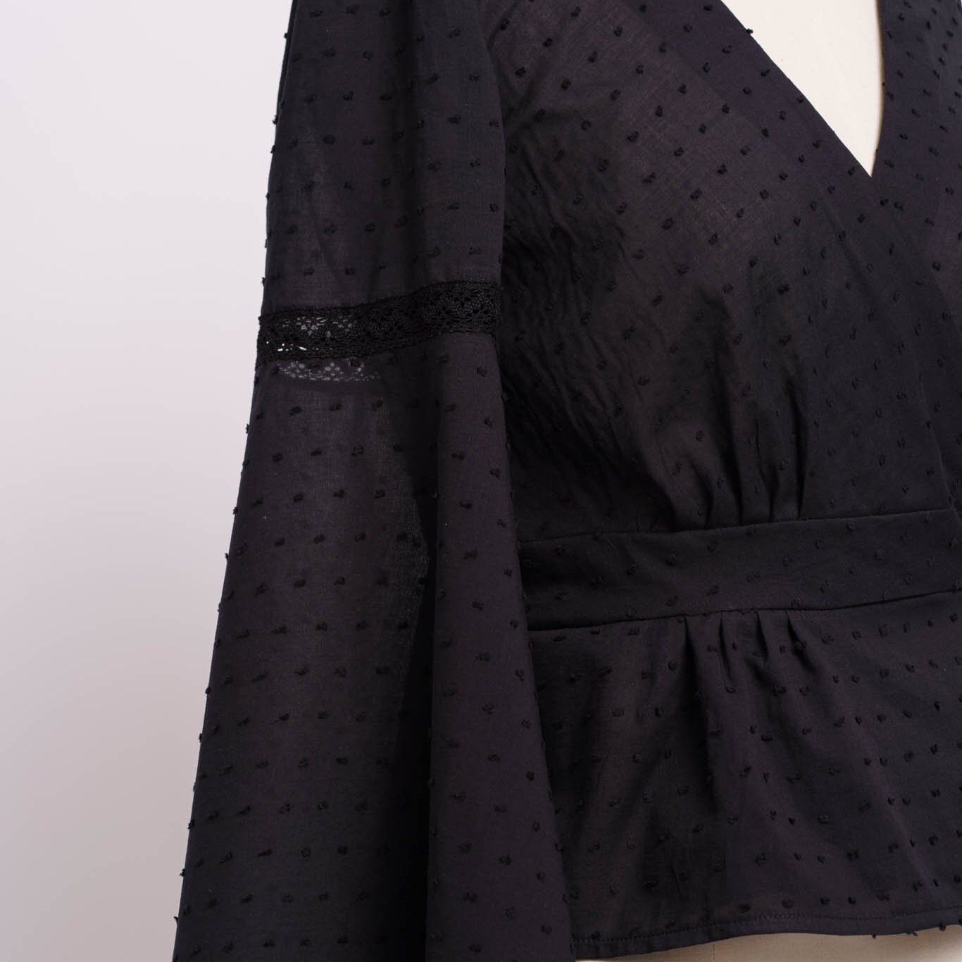 Peplum Cotton Lace Blouse Black main image 1