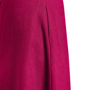 Robe jupe longue trompette, jupe longue cerise pour femme, jupe taille haute ajustée en lin, jupe plissée évasée avec poches. image 5