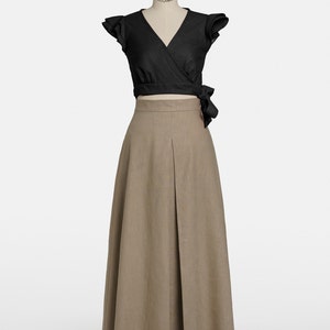 Linen Maxi Skirt - Brown main image 1