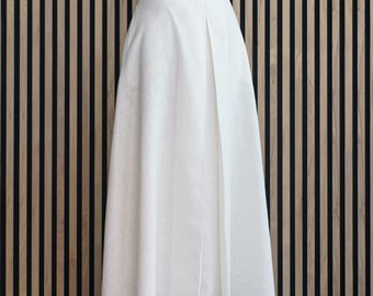 Jupe longue avec poches larges, jupe longue de mariée en lin blanc, jupe en lin épais, vêtements en lin naturel, jupe trapèze pour femme.