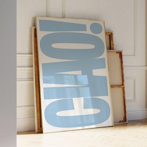 Ciao Poster, włoski cytat Print, sztuka ścienna z Włoch, nadmorski jasnoniebieski typografia, cyfrowe pobieranie