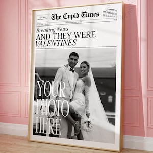 Custom Newspaper Print, Personalized Newsprint Poster, And They Were Valentines Wall Art, Valentine’s Day Printable, DIGITAL DOWNLOAD