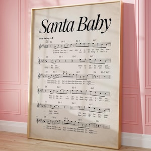 Stampa di Babbo Natale, stampa di canzoni natalizie vintage, poster di spartiti retrò, arte murale di Babbo Natale