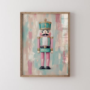 Christmas Nutcracker Painting, Pastel Toy Soldier Print, Cottagecore Holidays Poster, Cute Printable Xmas Wall Art