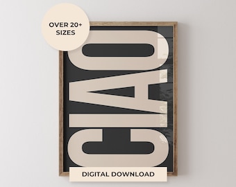 Ciao Quote Print Digital Download Trendy Wall Art Bauhaus Inspired Poster Aesthetic Decor Minimalistic Typography Poster Neutral Gallery Art