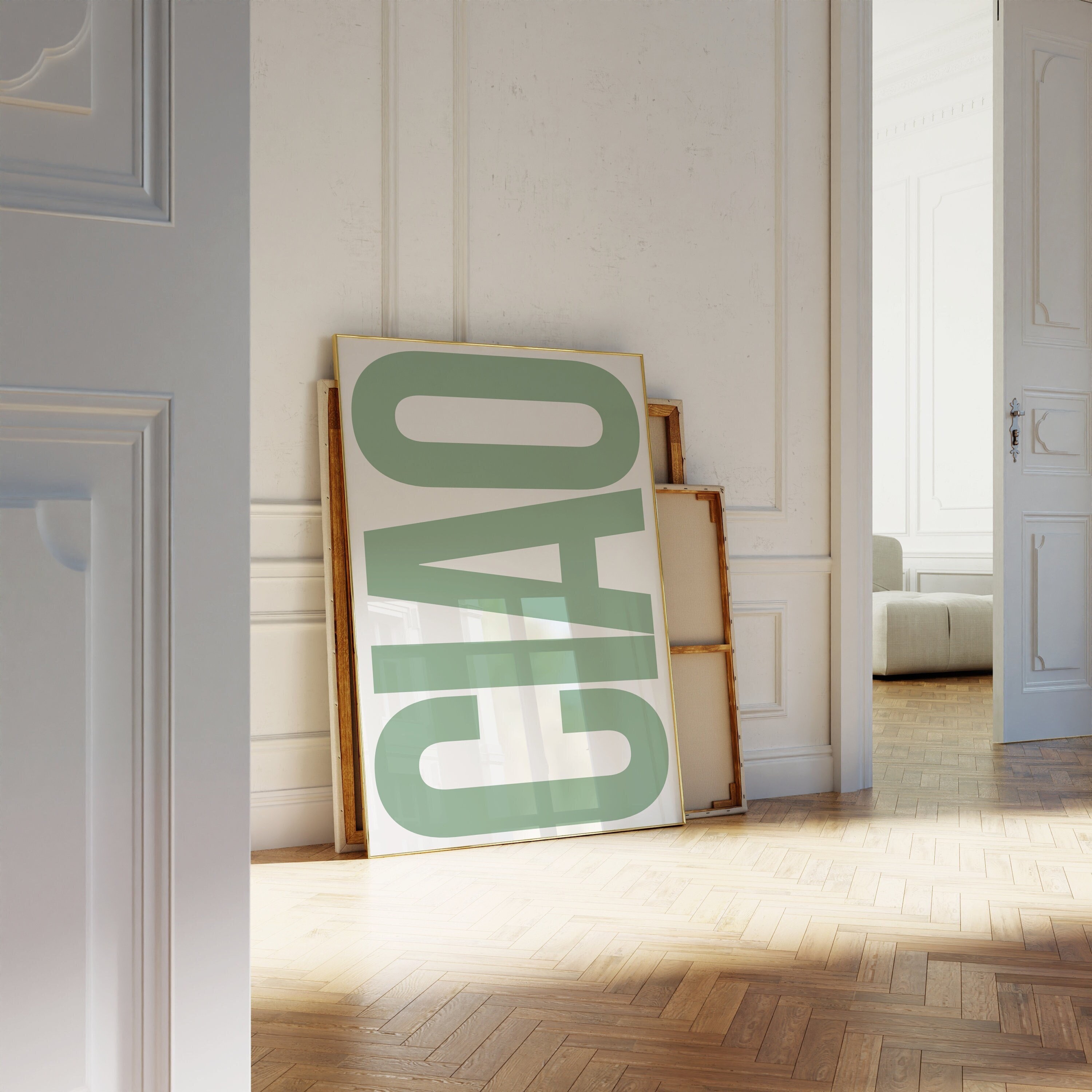 Ciao Print, Italy Poster, Italian Quote Wall Art, Retro Green Typography Printable