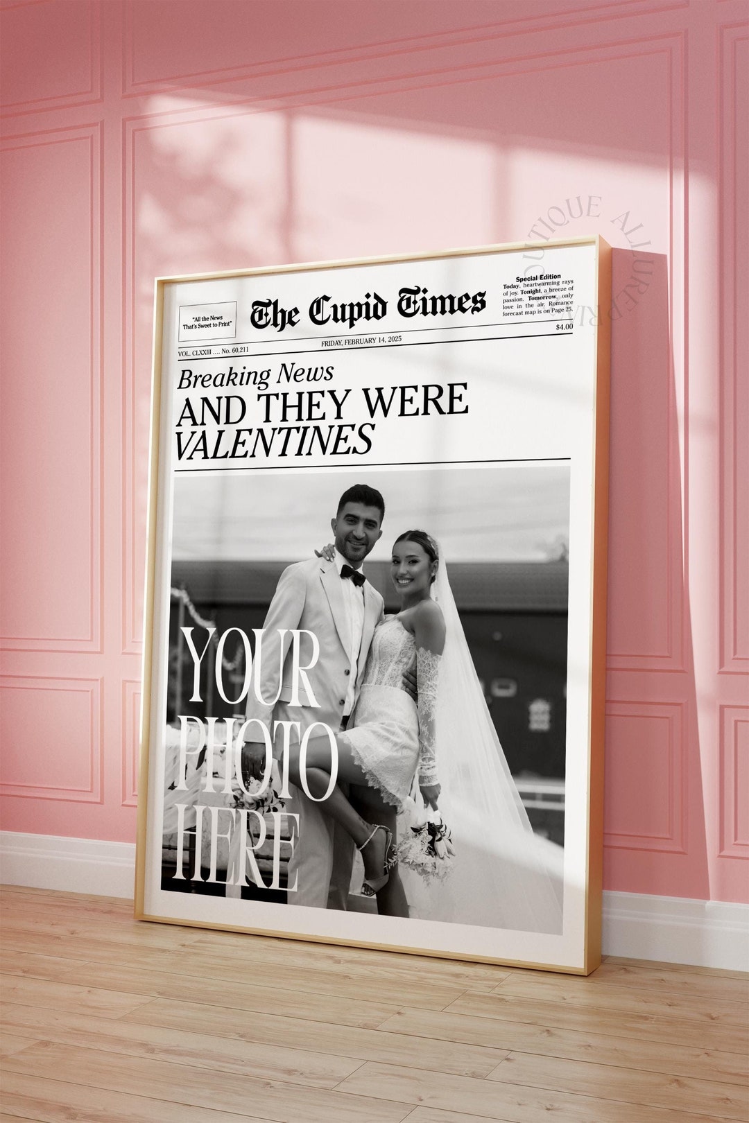 Custom Newspaper Print, Personalized Newsprint Poster, and They Were Valentines Wall Art ...