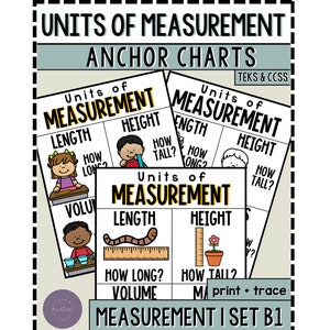 Units of Measurement Set B Printable Anchor Charts, Measurement Anchor Charts, Length, Height, Volume, Mass Printable Anchor Charts