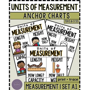 Units of Measurement Set A Printable Anchor Charts, Measurement Anchor Charts, Length, Height, Capacity, Weight Printable Anchor Charts