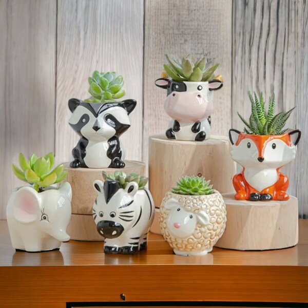 Ceramic Animal Planter - Etsy