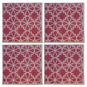 Handmade Designs One Of A Kind Wall Art Ceramics / 6”x 6” Tiles / 4x Tiles Per sq Foot / Handmade Tiles / Custom / # Pattern 05 Cherry Red