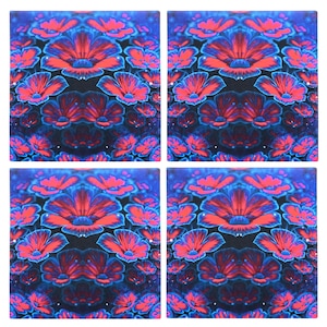 Ceramic Epoxy Wall Tile / Backsplash Ceramic Tiles / 12”x 12” Tiles / 1x Tile Per sq Foot / Individually Made  / Custom Made / # FLORAL X
