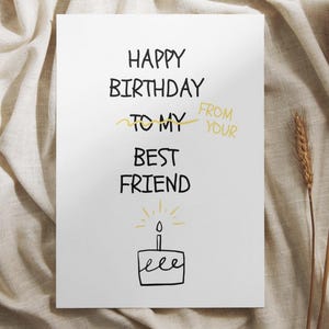 Gelukkige verjaardag aan mijn beste vriend Krabbelkaart, grappige beste vriend verjaardagskaart, bestie vriendschapskaart, onbeleefde grappige gepersonaliseerde kaart.
