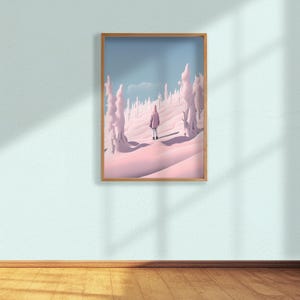 Little Explorer Snow Wall Art, for Kids Room, Pastel Poster for Playroom, Baby Room, Bedroom Decor