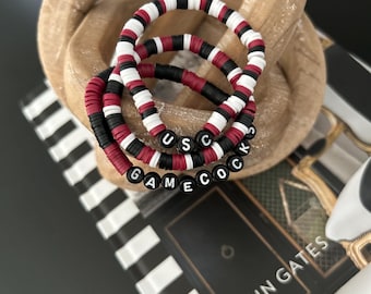 University of South Carolina Bracelets Gamecocks Beaded Bracelet Stack, USC game day accessories