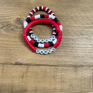University of Georgia Bracelets UGA Beaded Bracelet Stack, game day accessories