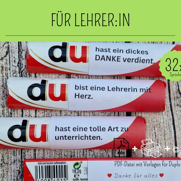 Download: 32 Duplo Banderolen Geschenk Lehrerin Geschenk Lehrer Danke Schule Abschluss Danke Geschenk Abschluss Abschiedsgeschenk LastMinute