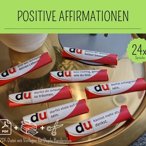 Descargar: Banner Duplo con 24 afirmaciones positivas con hermosos mensajes "tú" - plantilla imprimible para autoimprimir